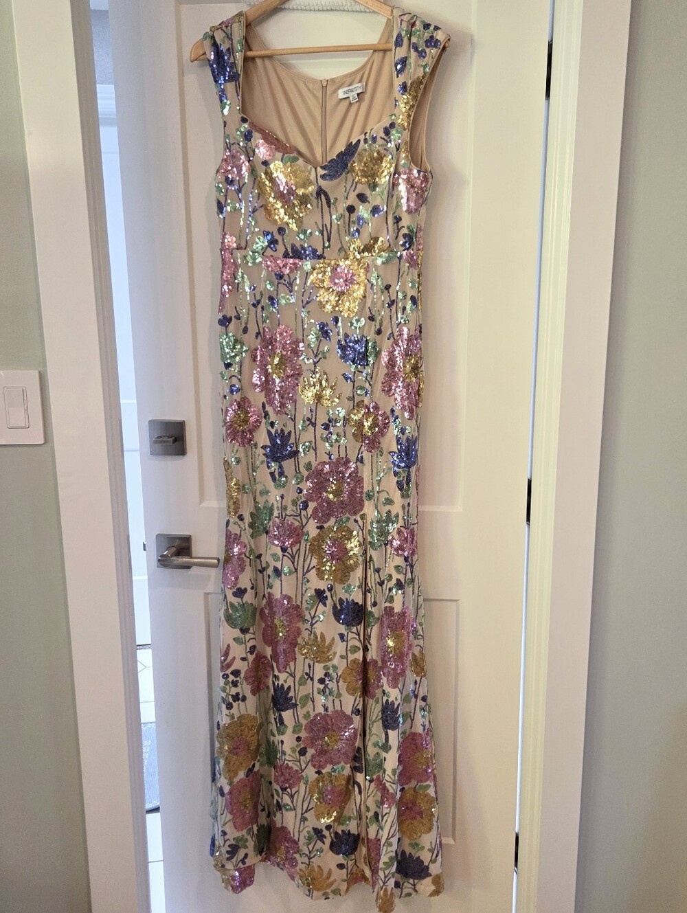 Faeriesty Sequin Floral Maxi Dress XL Fairycore Ethereal Whimsy Formal Glam
